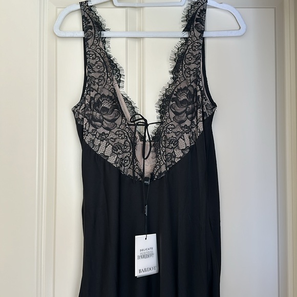 Bardot Black Lace Silky Slip Dress - Picture 15 of 16